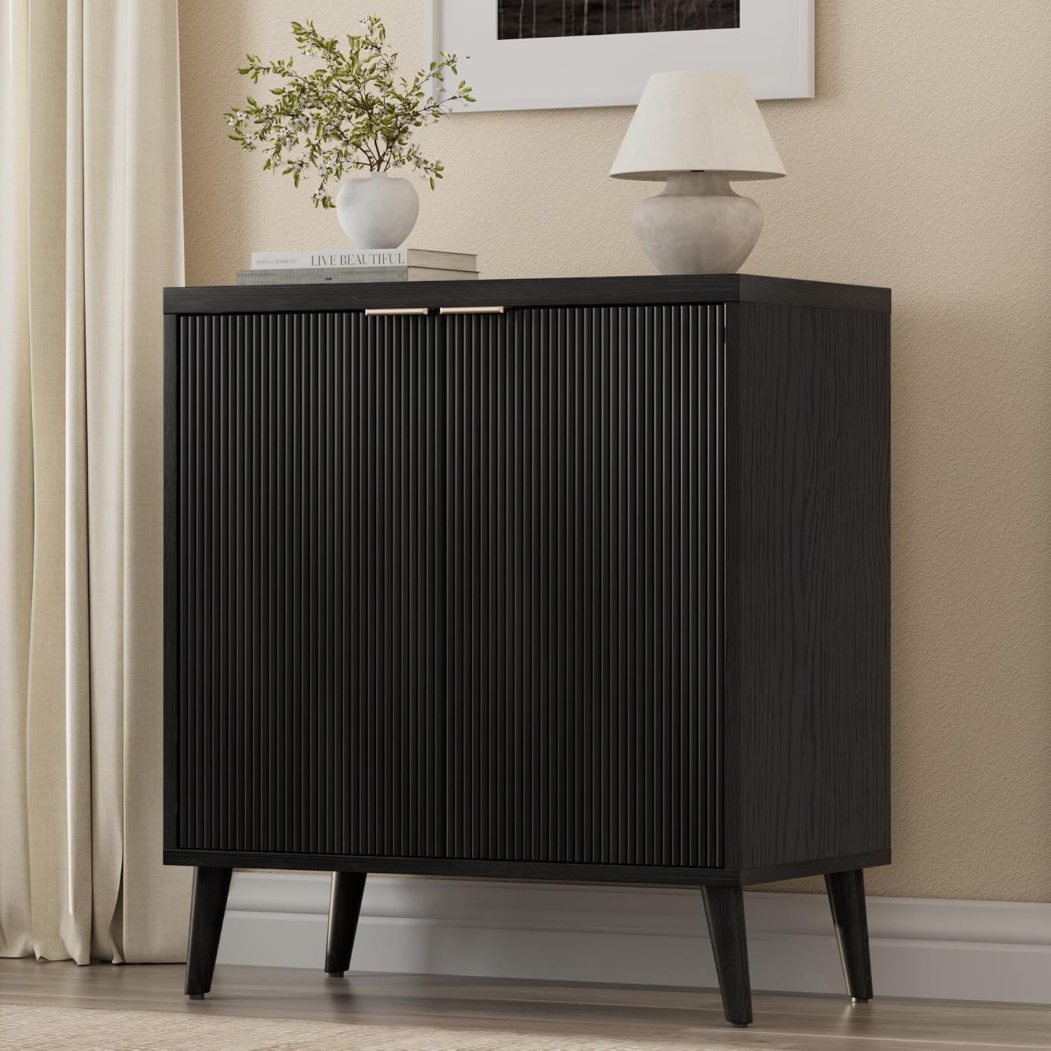Kitchen Appliances Organizer - Geriffeltes Buffet-Sideboard mit Stauraum, modernes Sideboard