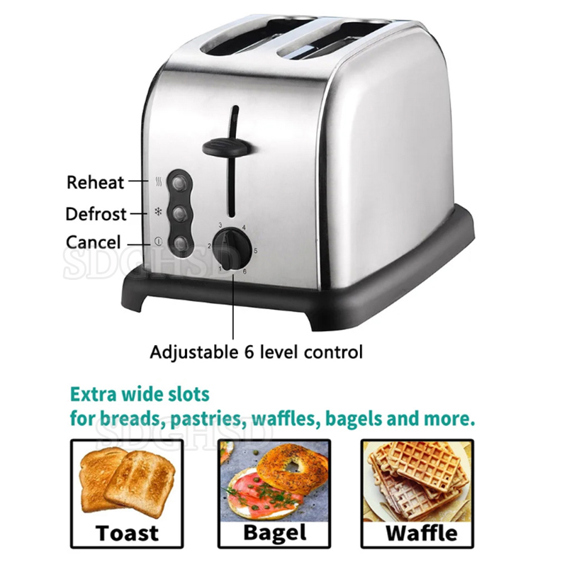 Toaster 4 Slice - 4-Scheiben-Haushalts-Elektrotoaster mit extra breiten Schlitzen, variabler