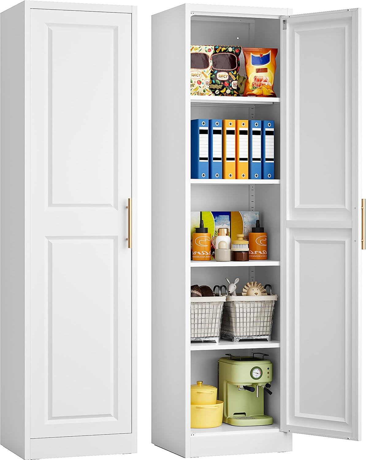 Kitchen Appliances Organizer - Hoher, schmaler Aufbewahrungsschrank mit einer Tür