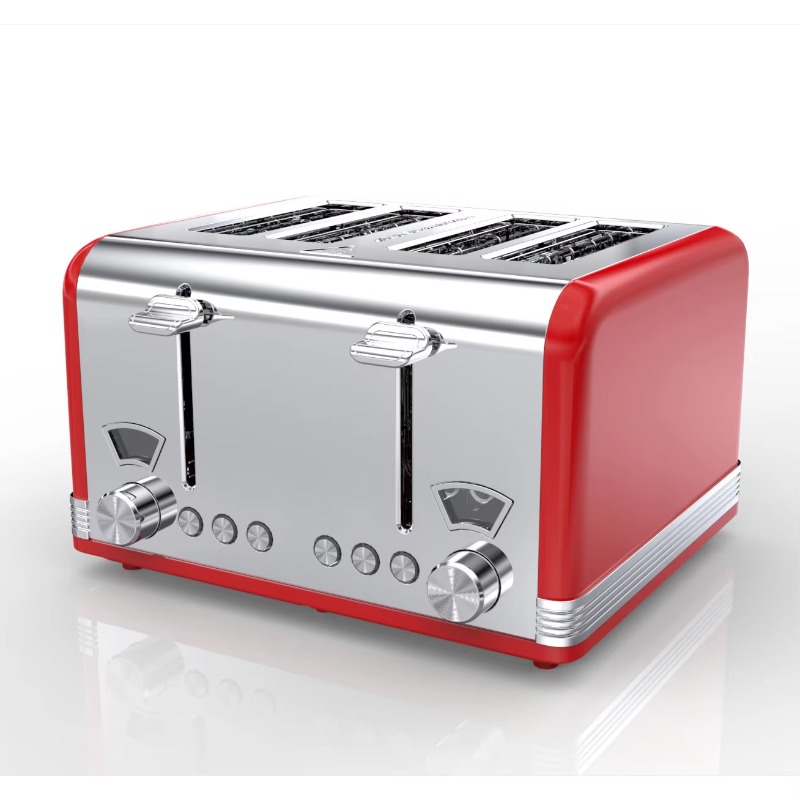 Toaster 4 Slice - 4-Scheiben-Toaster mit extra breiten Schlitzen, Aufwärm-,